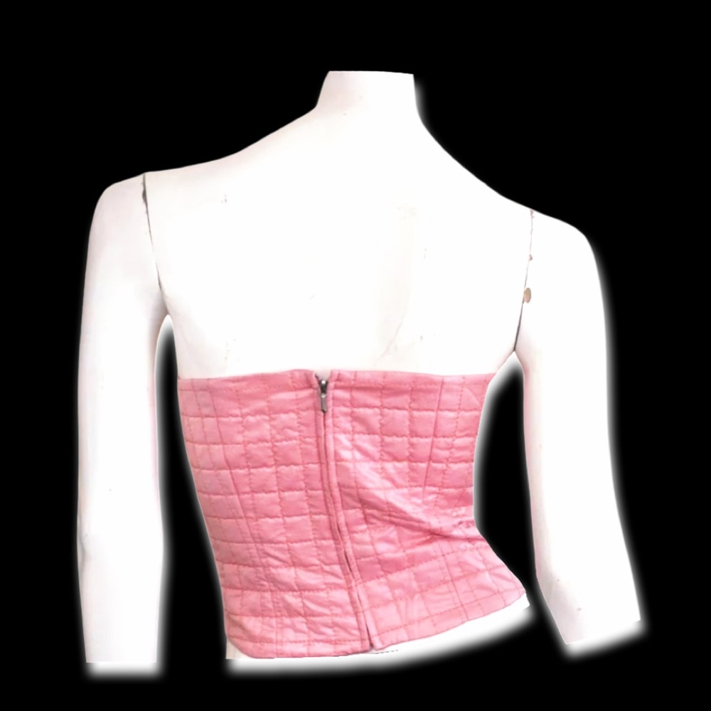 Vintage Chanel Quilted Corset Top Ariana Grande Scream Queens Baby Pink Bustier - Picture 9 of 17
